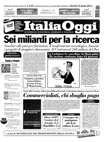 Italia oggi : quotidiano di economia finanza e politica